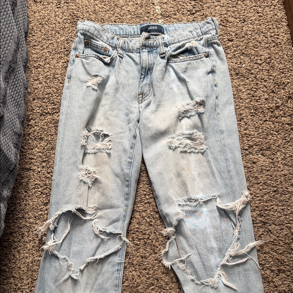 Aeropostale Light Blue Ripped Boyfriend Jeans
